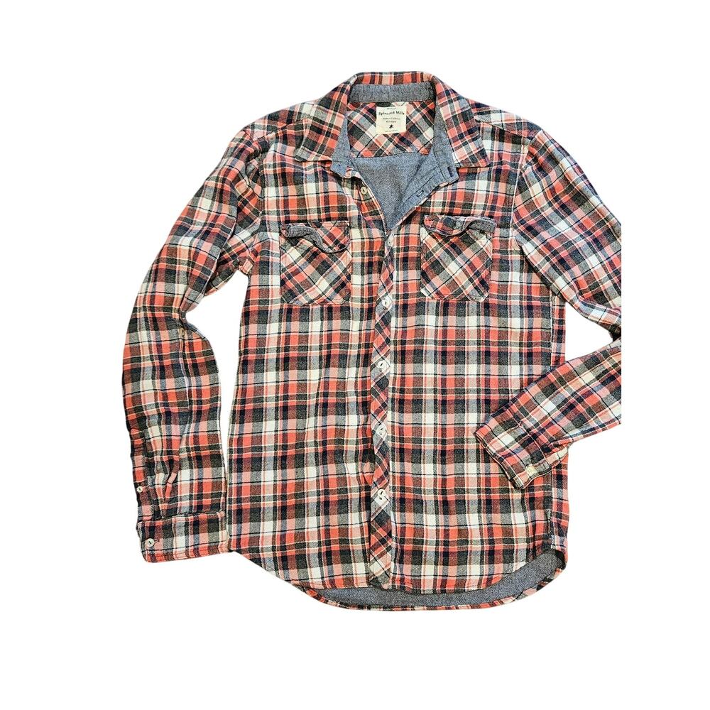 Splendid Mills flannel button down thick red mens medium lined lumberjack